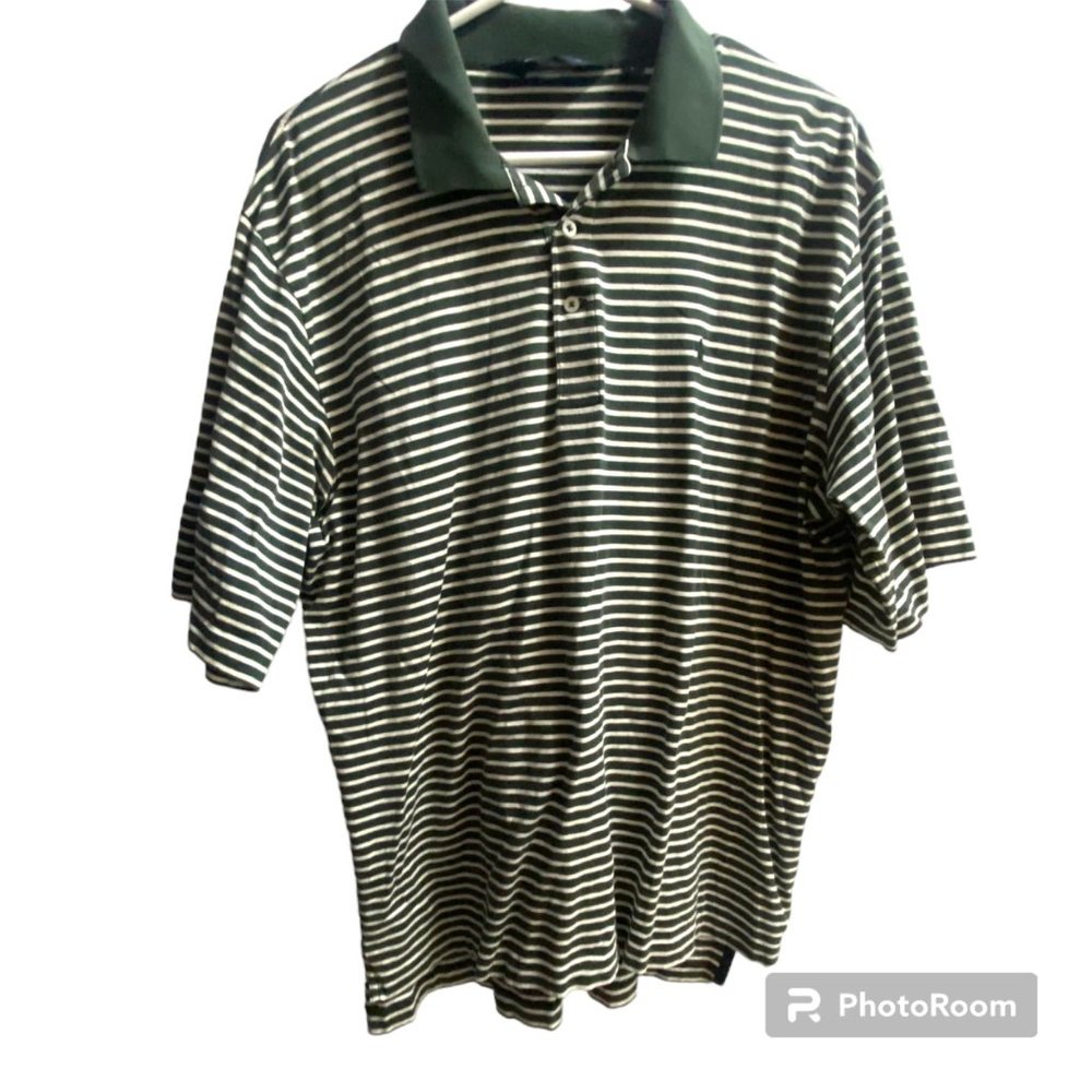 Vintage Polo Golf Ralph Lauren Green Striped Short Sleeve Polo Men's Large‎